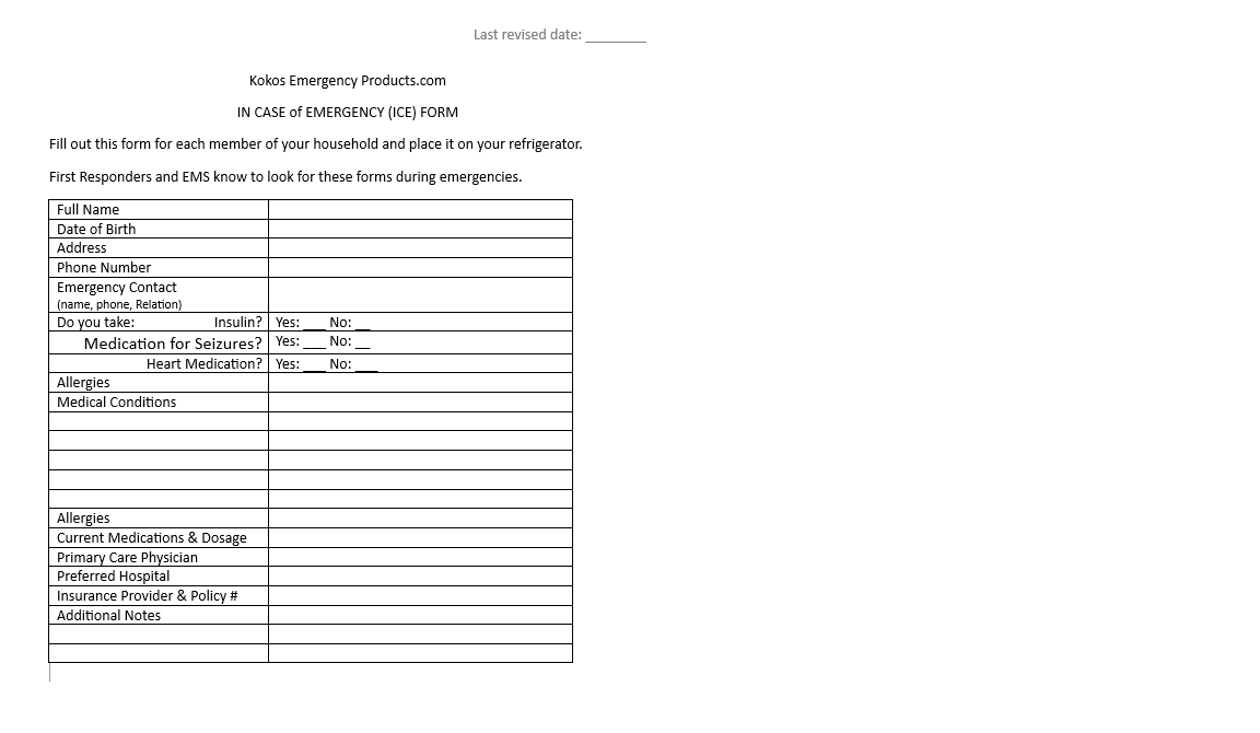 Why Every Home Needs an “In Case of a Medical Emergency” Form on your refrigerator.