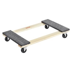 VEVOR Furniture Dolly, 1000 lbs Load Capacity, 18" x 30", 4 x 3" PP Swivel Casters, Heavy Duty Hardwood Furniture Moving Dolly, Mover's Dolly