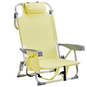 63x65x82cm, Yellow, Aluminum Beach Chair, Oxford Cloth, Silvery-white Aluminium Tube (Color: Yellow)